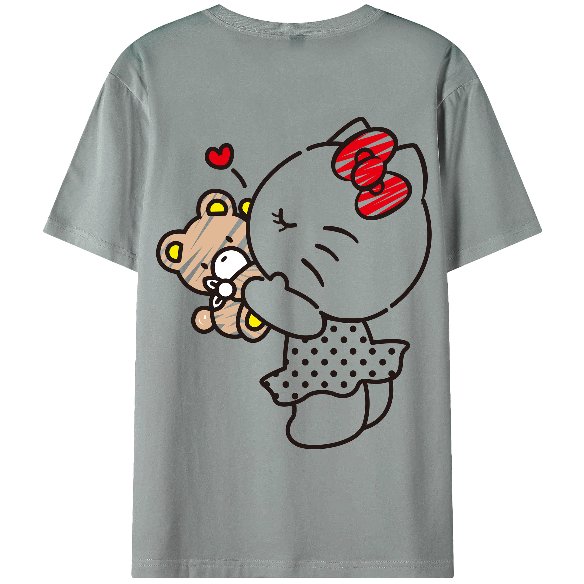 （画像用） Hello Kitty ハローキティ 綿100％ メンズ半袖Tシャツ（バックプリント） 通気性